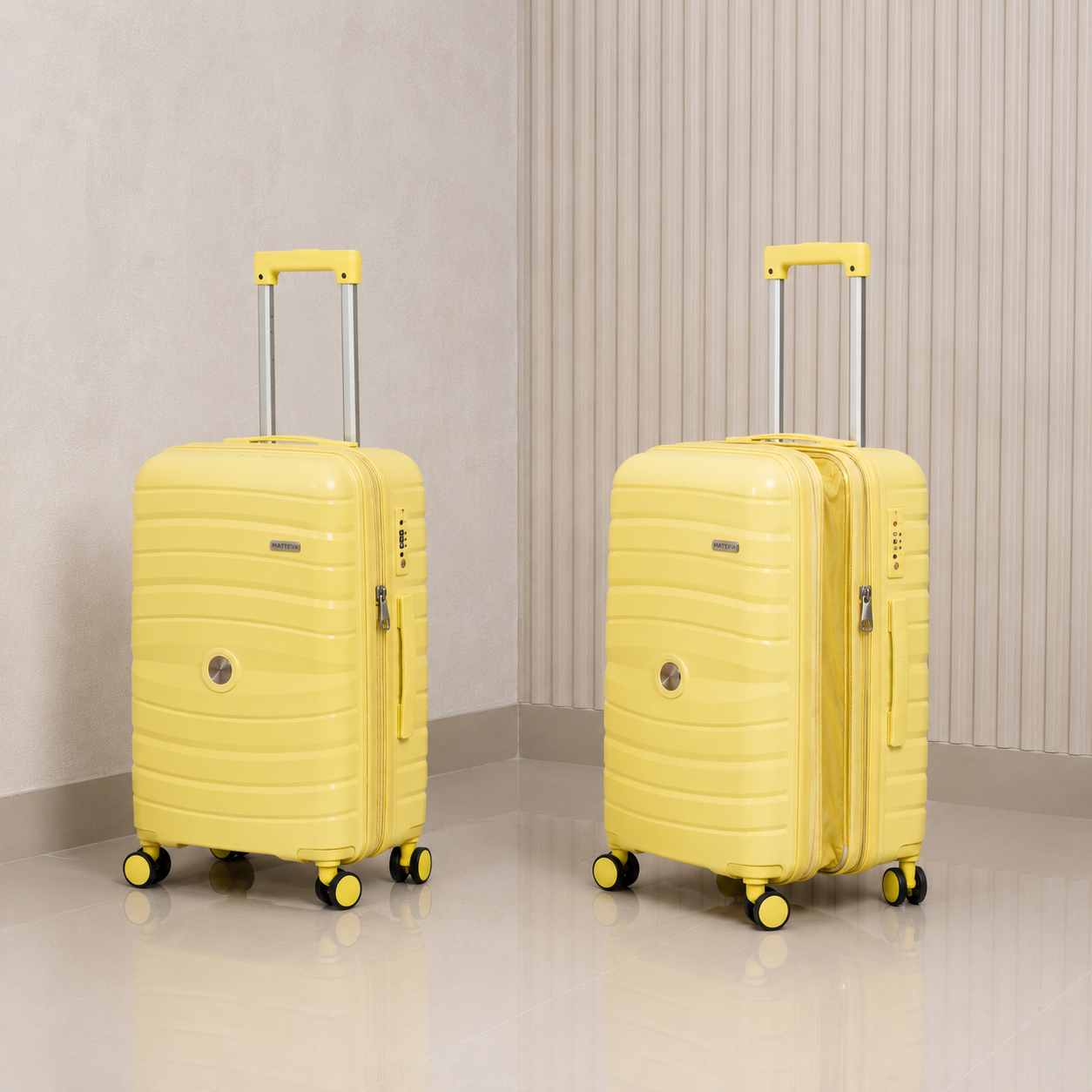 MALETA DE 23KG MATTEVA EXPANDIBLE POLIPROPILENO AMARILLO
