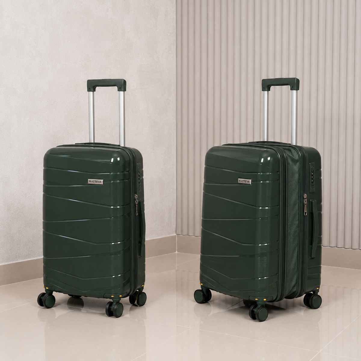 MALETA DE 32KG MATTEVA EXPANDIBLE POLIPROPILENO VERDE