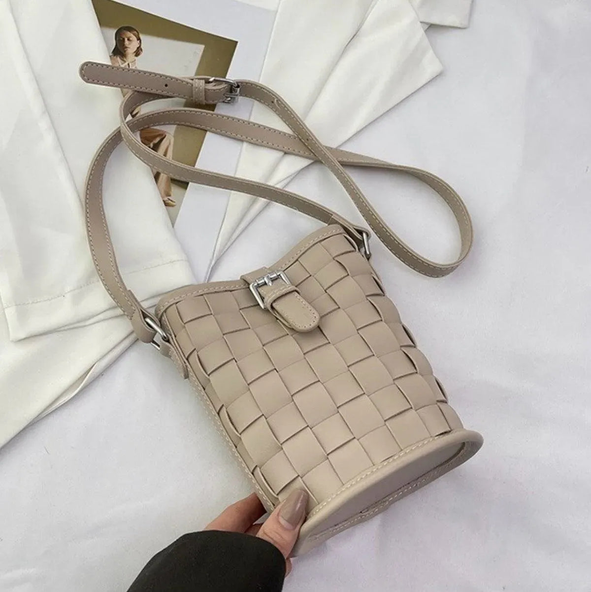BOLSO TULA CUADROS BEIGE